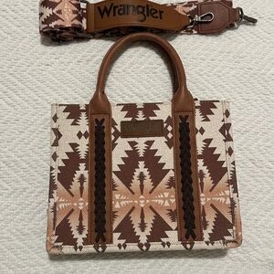 Wrangler Tan and Brown Geometric Tote
